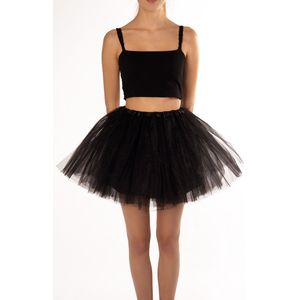 KIMU® Tutu Zwart Tule Rokje - Maat L XL XXL - Zwarte Petticoat Rok Dames - Onderrok Tulerok Volwassenen Steampunk Vampier Spin Festival