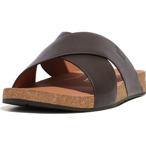 FitFlop Iqushion Men'S Leather Cross Slides BRUIN - Maat 42