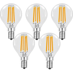Trango Set van 5 E14004*5 LED Filament Globe Bulb 3-Levels Dimbaar - 4 Watt - 400 Lumen 2700K Warm Wit - Vervanging voor 40W Gloeilamp - Omnidirectionele LED Lamp met E14 Fitting Stralingshoek 360°