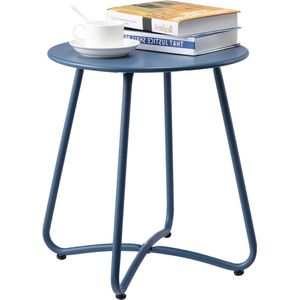 Ronde Patio Bijzettafel - Kleine Bijzettafel voor Tuin en Terras - 1 stuk - Marineblauw - Metaal