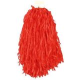 2x Stuks cheerball/pompom rood met ringgreep 28 cm - Cheerleader verkleed accessoires