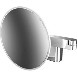 Emco Evo scheer- en cosmeticaspiegel rond 2 schakelaars lichtsterkte en kleur rond 20cm wandmodel 2-armig 5x vergrotend chroom