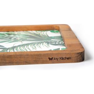 Joy Kitchen houten dienblad Yaprak Desenli | decoratieve accessoires | dienblad hout | dienbladen | borrelplank | serveerplank | tapasplank | woondecoratie | Groen