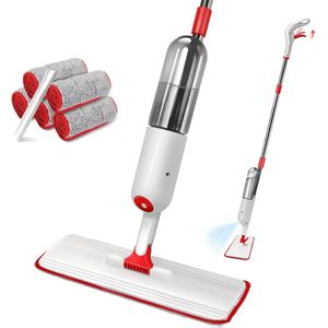 Dweilmop met sproeifunctie, vloerwisser met 500 ml waterreservoir en 5 microvezel dweilpads, sproeiwisser mop voor snelle reiniging van hardhout, marmer, laminaat, tegelvloer