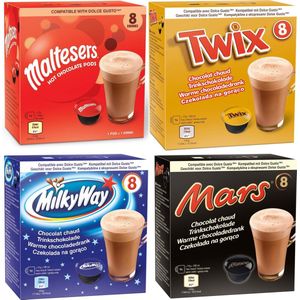 Proefpakket Mars Twix Milky Way Maltesers Warme Chocolade Dolce Gusto 4x8 stuks