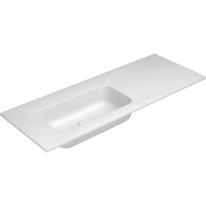 Nemo Stock inbouwwastafel 120.5x50.5x14.3cm met 1 wasbak links met afvoergat zonder overloop zonder kraangat ceramilux mat wit