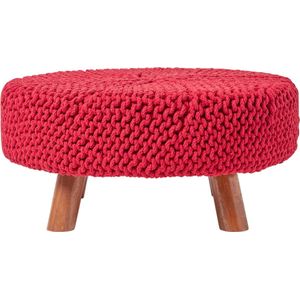 Homescapes Gebreide Voetenbank 30cm Hoog, Rood
