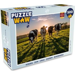 Puzzel Koeien - Zon - Gras - Dieren - Boerderij - Legpuzzel - Puzzel 500 stukjes
