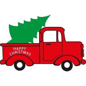 Kerst raamsticker truck - Kerst - Truck - Kerstboom - Auto - Christmas - Raamsticker - Raamsticker groot