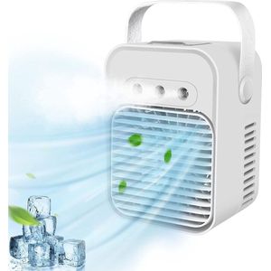 Mini Air Cooler USB Portable Personal Air Conditioner Fan Humidifier Evaporative Cooler with 3 Cooling Levels 3 Spray Modes with Night Light Low Noise for Home Office