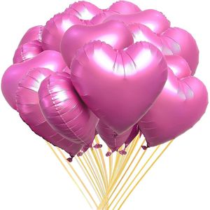 20 stuks hartvormige ballonnen roze metallic, folieballon hart roze helium ballonnen hartvorm folieballonnen hartballonnen voor bruiloft verjaardagsdecoratie meisjes (roze)