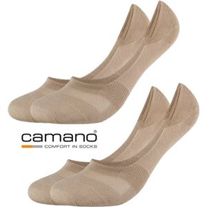 CAMANO Sneakersokken Invisible Footies Kousenvoetjes 2 PACK 43/46 Naadloos in ultra lichte katoen Beige met silicone op de hiel 100% garantie om niet af te zakken