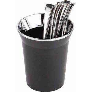 Tafel Afvalbak Met Chromen Deksel - Multifunctionele Bestekmand 13 x 15 cm, 1L, Zwart