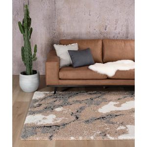 Hoogpolig vloerkleed Marble Artisan - beige 60x110 cm