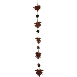 Guirlande bladeren metaal 13x5x34cm bruin