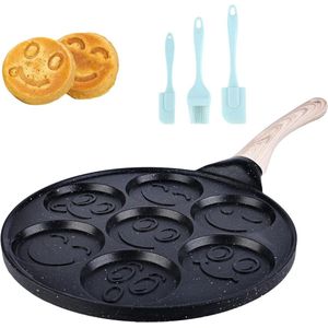 Antiaanbaklaag 26 cm pannenkoekenpan met zeven gaten - crêpemaker - smiley-gezichten - gas enz. - omeletten - spiegeleipan