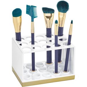 Boraboi® Kosmetica Organisator met 15 Vakken voor Lippenstift en Oogpotlood in Wit en Messing
