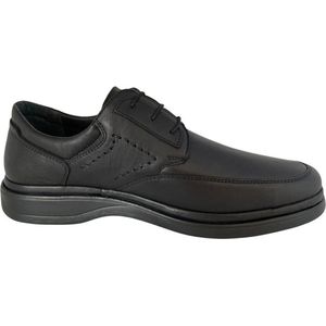 Veterschoenen- Heren Nette Schoenen- Comfort Schoenen voor Mannen 21361- Leer- Zwart- Maat 43