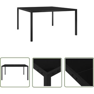 vidaXL Buitentafel - Tuin Tafel - Tuintafel 130x130x72 cm staal en glas zwart - Eetkamertafel - Staaltafel - Glastafel