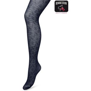 Bonnie Doon Grafische Panty 40 Denier Donker Blauw Dames maat L/XL - Grafisch - Print - Gladde Naden - Maximaal Draagcomfort - Chique Panty - Feestelijk - Eclectic Tights - Donkerblauw - Navy - BP221911.3