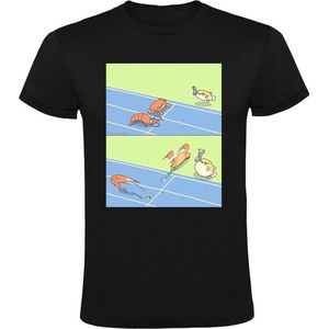 Krab en kreeft Heren T-shirt - hardlopen - startschot - snel - schrikken - schelpdieren - grappig
