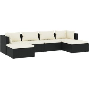 vidaXL Loungeset 6-delig - Poly Rattan - Zwart Tuinmeubleset - Poly Rattan - Lounge Set - Buitendecor - Terrasdecor
