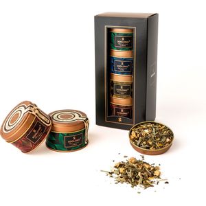 Soolong Wereld Nr6 Luxe Theedoos - Japanse Yuzu kruidenblend - Rooibos vanille - Malawi oolong - Witte thee met mango - Ideaal als cadeau voor sint of kerst - Assortiment 4stuks