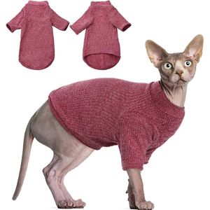 Haarloze katten vest coltrui trui, ademende schattige kat slijtage shirt kleding MAAT M
