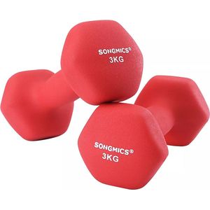 In And OutdoorMatch Dumbbells Set Zaria - 2x3,0kg - Rood - 20x8,5cm - Thuis - Gym - Kantoor