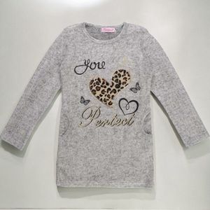 Seagull lange sweater panterprint you perfect glitter lichtgrijs 158/164