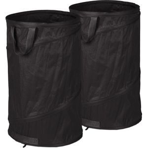 tuinzak - pop up - set van 2 - 120 l - 3 handgrepen - uv-bestendig - waterdicht - onrkuid - zwart