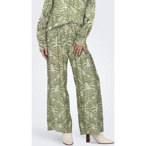 Jacqueline de Yong Broek Jdytroya Life Mw Wide Pant Dia 15339132 Kale/02-25-07 Tapioca Palm Tree Dames Maat - W30 X L32