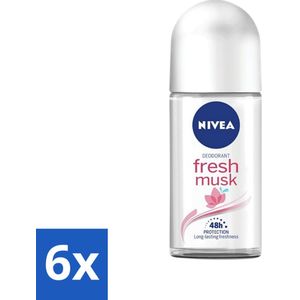 Nivea - Deoroller - Fresh Musk - 48 Uur Lang Werkend - 50 ml - Voordeelverpakking - 6 stuks