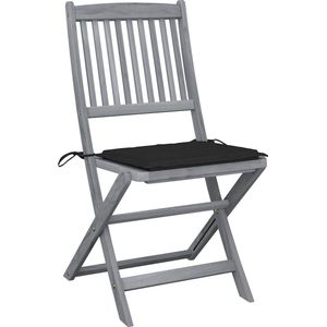 vidaXL inklapbare tuinstoelen met kussens 4 st Tuinstoelen - Acacia Hout - Vouw Stoel - Eetkamerstoelen - Buitentools
