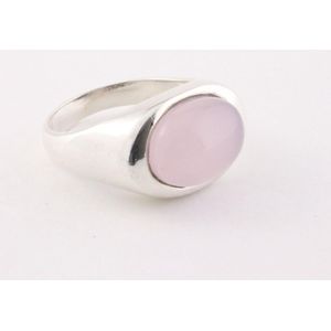 Zilveren ring met rozenkwarts - maat 18