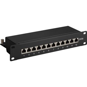 CAT6a Gigabit 10'' Patch Panel 1U met 12 poorten - afgeschermd / zwart