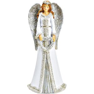 SVJ Deco Object Engel - 10x12x27 cm - Polyester - Wit