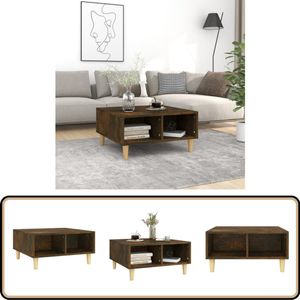 vidaXL Salontafel - 60x60x30 cm - Gerookt Eiken Salontafel - Scandinavisch Design - Bijzettafel - Tv Tafeltje - Eikenhouten Meubilair
