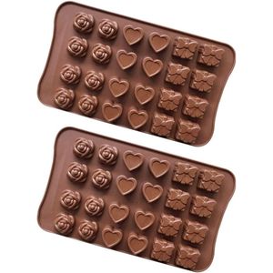 24-rasters geleivormen - Anti-aanbak-siliconenvormen voor Valentijnsdag en Kerstmis - 2 stuks .
