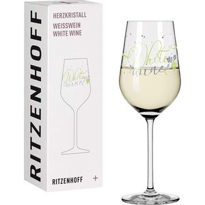 wittewijnglas, 364 ml, serie hartkristal nr. 6, glas met vinomotief en platina