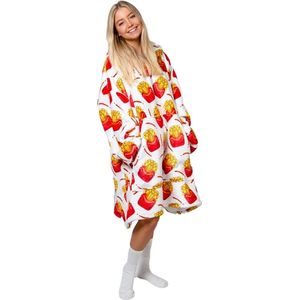 Noony Friet Oversized Hoodie Deken - Plaids met Mouwen - Fleece Deken met Mouwen - Ultrazachte Binnenkant en Buitenkant - Hoodie Blanket - Snuggy - Frietjes Hoodie - Volwassenen - Vrouw en Man - Hoodie Deken met Capuchon - Huggle Hoodie