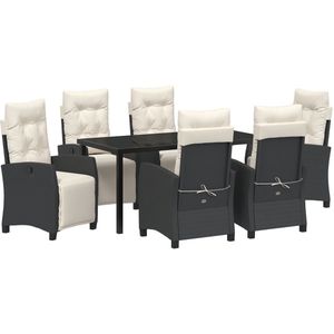 vidaXL - 7-delige - Tuin - Eetset - Zwart - Poly - Rattan