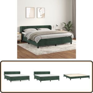 vidaXL Boxspring Fluweel Donkergroen 180x200 cm Boxspringbed - Velvet - Donkere Kleur - Tweepersoonsbed - Pocketvering