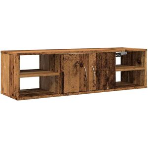 The Living Store Wandkast 101x30x29 cm bewerkt hout oud houtkleurig - Wandkast - Houten Kast - Opslagoplossing - Decoratiekast - Vintage Kast