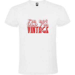 Wit T-Shirt met “ I'm not Old I'm Vintage “ print  Rood Size 5XL