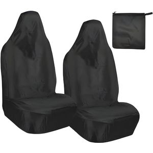 2 stuks universele autostoelhoezen, waterdichte beschermhoes met ritssluiting, zwart, nylon, geschikt voor de meeste auto's