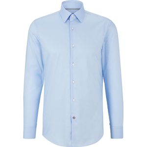 BOSS Hank slim fit overhemd - popeline - blauw gestreept - Strijkvriendelijk - Boordmaat: 38