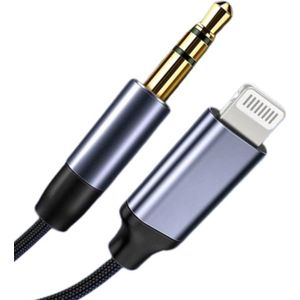 VeryGoods™ AUX Kabel - lightning naar Jack - Audio kabel Grijs - Geschikt voor iPhone 14 - Jack 3.5 mm voor Auto - 1,5 Meter