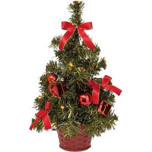 Decoratieve dennenboom met 10 leds, warm wit, met 6 uur timerfunctie, werkt op batterijen, voor Kerstmis, advent, als sfeerlicht, kerstboom, ca. 35 cm. [Energieklasse A++]