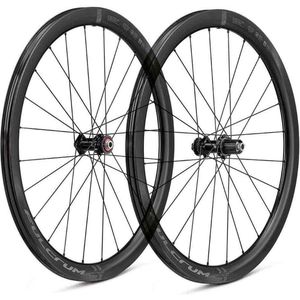 Fulcrum Wind 42 Wielset – 28 inch – Tubeless - Racefiets – Shimano Wielen – Aerodynamica en Lage Rolweestand – Carbon Disc – Velghoogte 42 mm – Schijfrem AFS - 12 x 100 / 12 x 142 mm - Roestvrij - Zwart